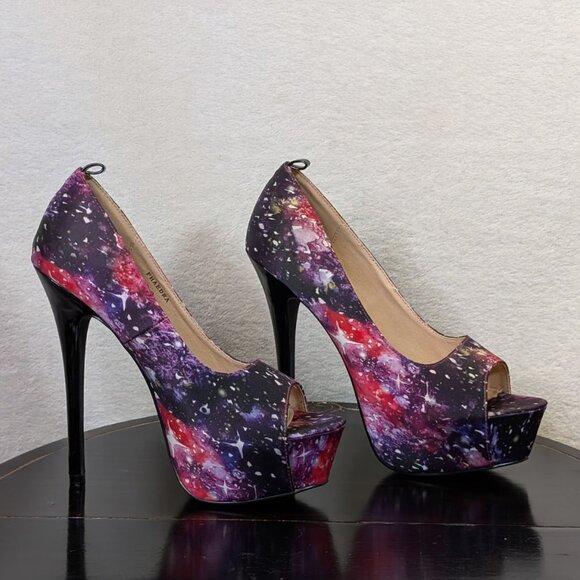 Shoe Dazzle Open Toe Slip on Stiletto High Heel Platform pumps Size 9 - Picture 4 of 11